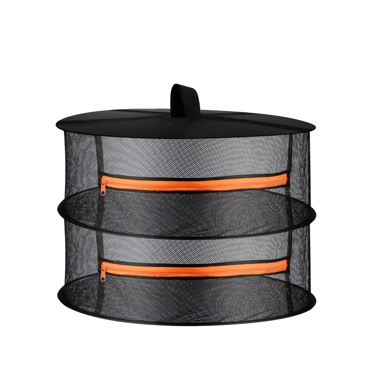 Estante de secado de hierbas de 2 pies con gancho en S, cesta colgante de malla plegable de 2/4/6/8 capas, red secadora con cremalleras naranjas para semillas, brotes de flores