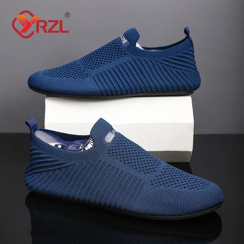 YRZL-mocasines de conducción suaves para hombre, zapatos planos de alta calidad para caminar, mocasines informales de malla transpirable, sin cordones