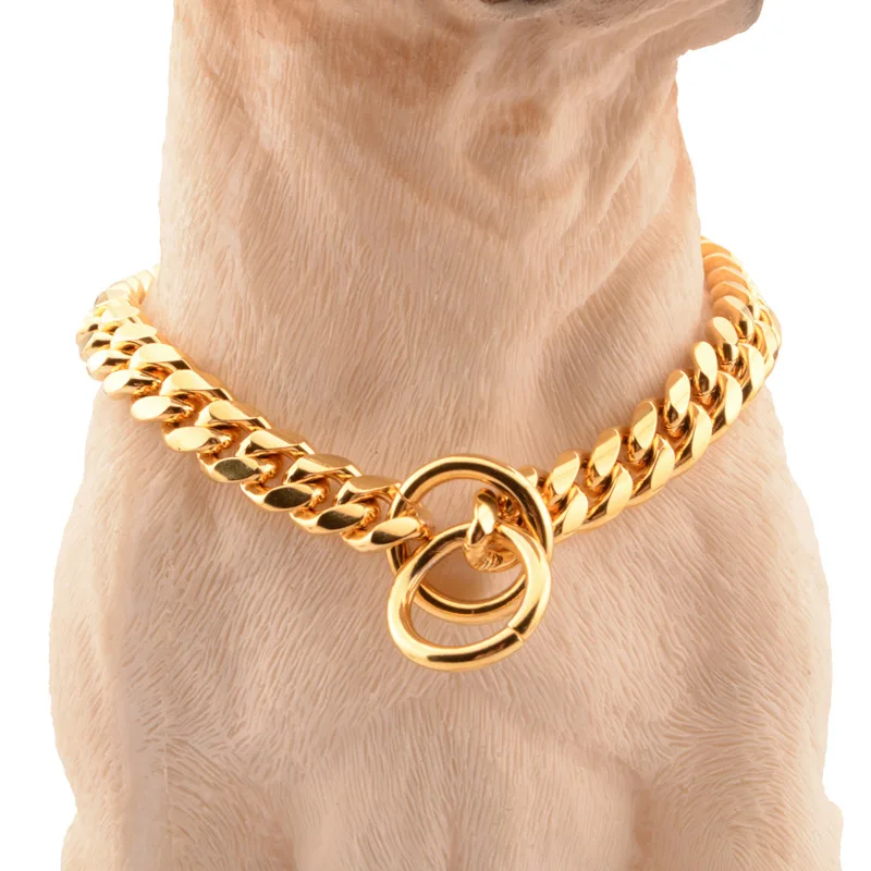 Collar de perro de lujo, Collar dorado para mascotas, gargantilla de cadena para perro, Bulldog Pitbull, Teddy, Bulldog Francés, Collar de Metal, productos de joyería para mascotas