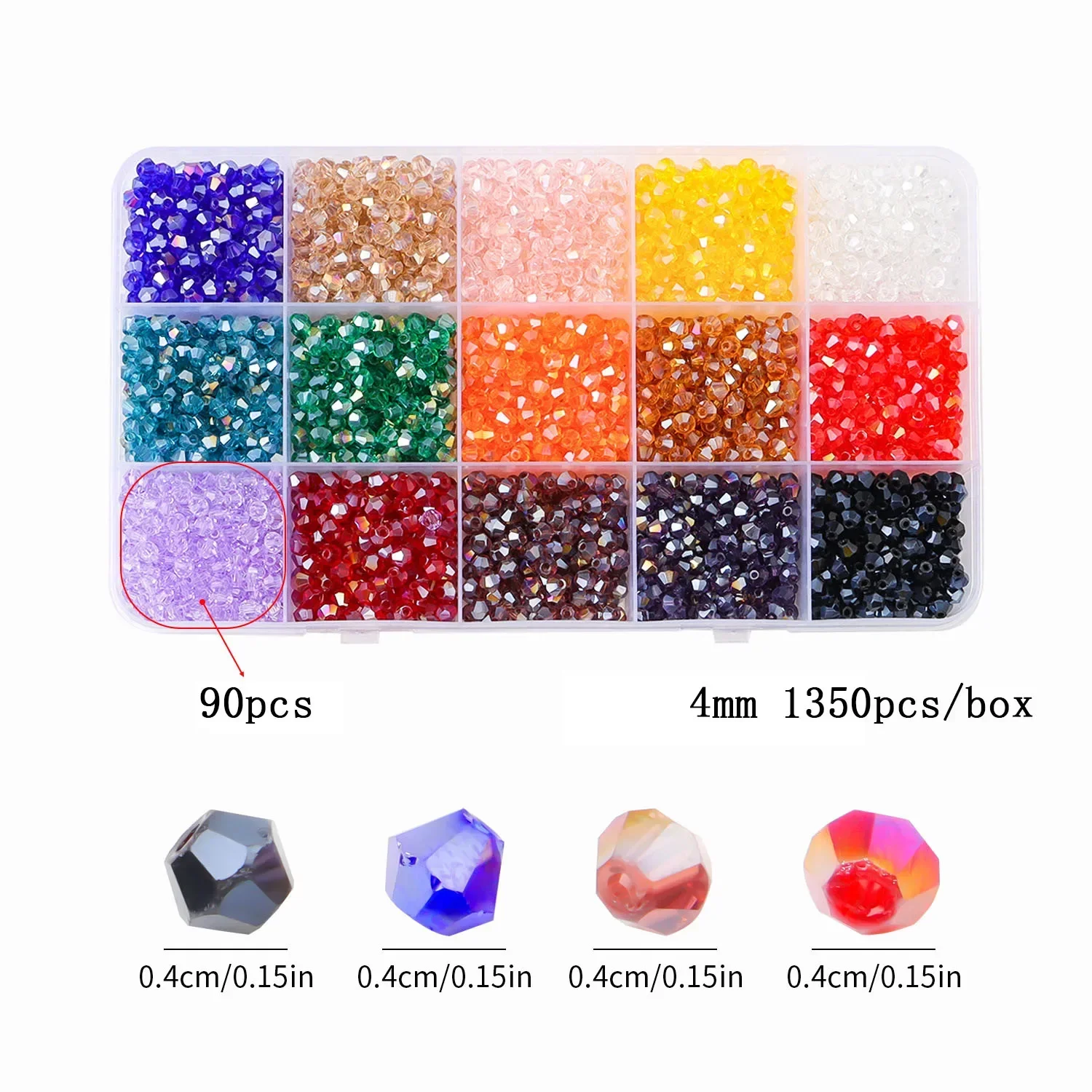 Juego de cuentas de cristal bicono de 24 colores con estuche de almacenamiento, cuentas facetadas brillantes para fabricación de joyería, collar bohemio artesanal DIY