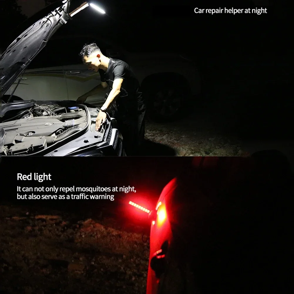 Linterna plegable COB, luz LED de trabajo, gancho colgante, 7 modos, linterna magnética recargable por USB, luz de Flash de trabajo portátil