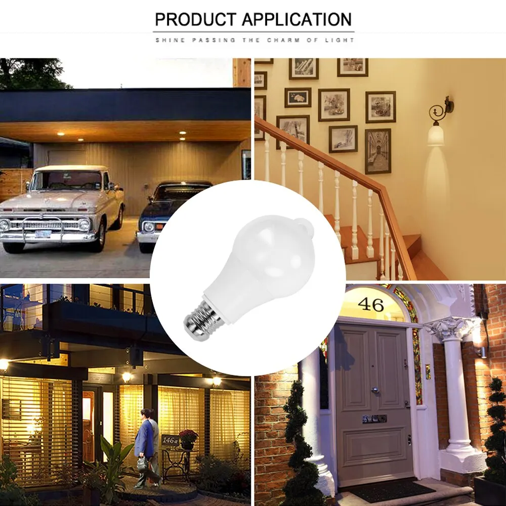 Bombilla LED con Sensor de movimiento PIR E27, inducción infrarroja humana inteligente, luz blanca cálida, interruptor automático