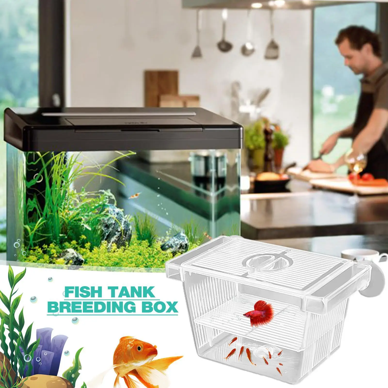 Caja de Aislamiento Acrílica para Acuario, Caja de Cría, Dispositivo de Desparasitación, Incubadora, Divisor de Pecera para Peces Pequeños y Camarones