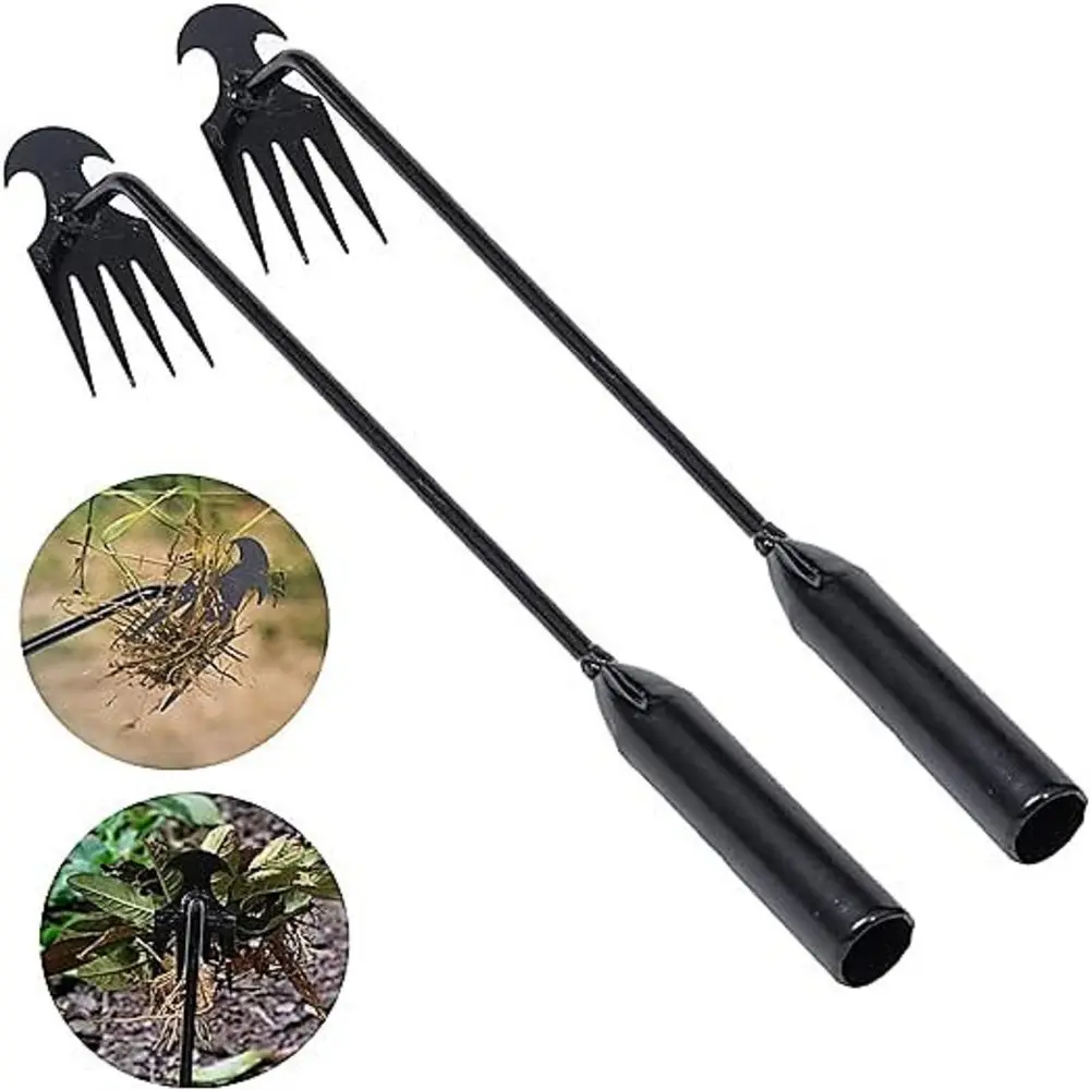 Kit de deshierbe de acero al manganeso de 4 dientes con asas, artefacto de deshierbe multifuncional para jardinería, actualización 2024