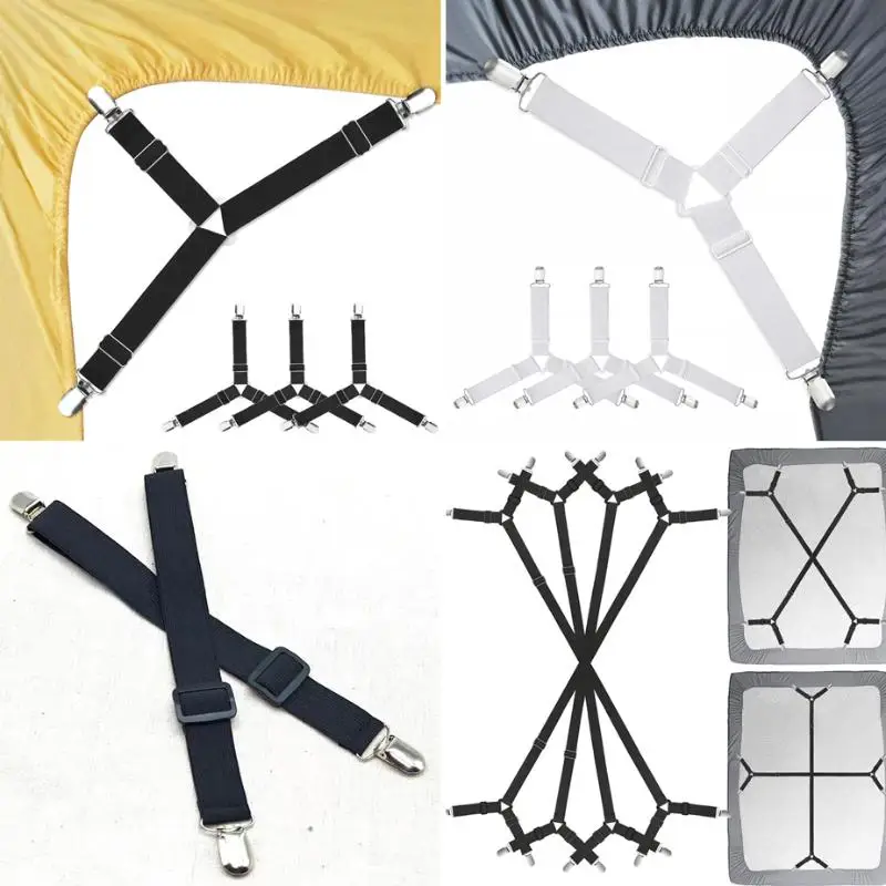 Sujetador de Sábanas Ajustable Elástico con 12 Clips, Sujetador Fijo para Colchón, Sujetadores de Cubiertas y Mantas, Correa Antideslizante - Nuevo
