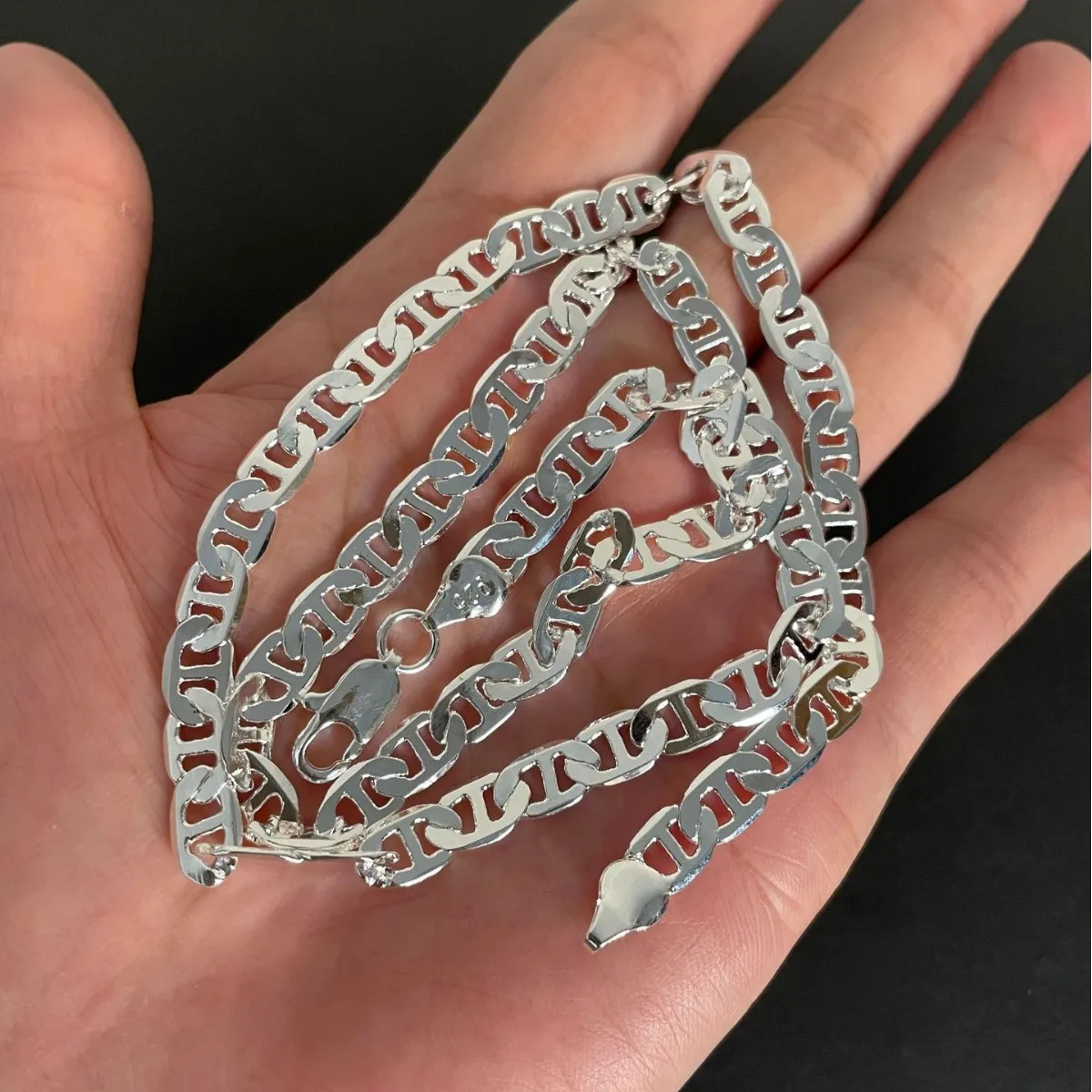 Productos de moda, Plata de Ley 925, collar de cadena clásico de 6MM, pulsera, conjunto de joyería para mujeres y hombres, regalos de boda para parejas