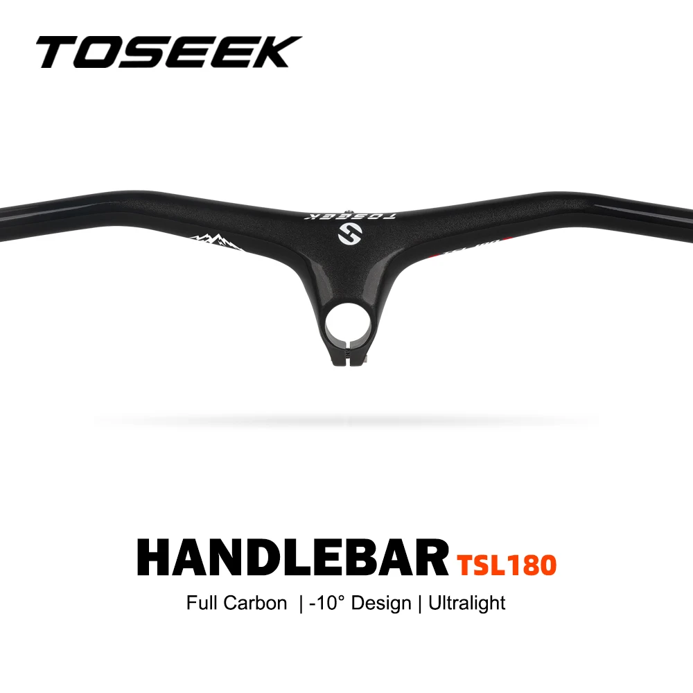 TOSEEK-Manillar y vástago TSL180 para bicicleta de montaña, manillar integrado de carbono de 10 grados, 260g, Width780-70/80/90/100/110mm