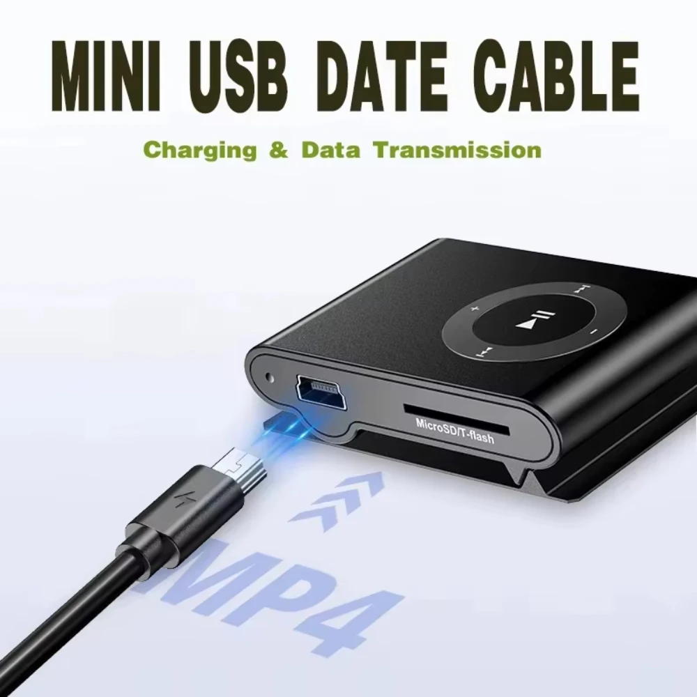 Trenza Mini USB a USB Cable cargador de transferencia de datos rápidos para reproductor MP3 MP4 coche DVR GPS cámara Digital HDD USB-A Cable ﻿ 0,25m1m2m