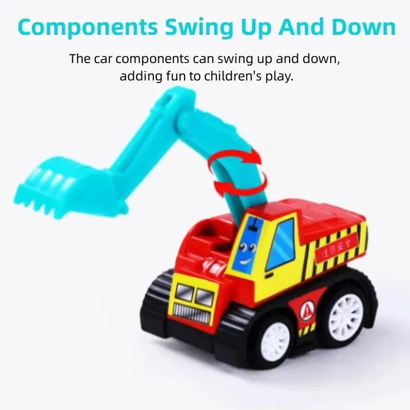 Juego de coches de ingeniería para niños, juguetes de dibujos y cumpleaños, 6 piezas