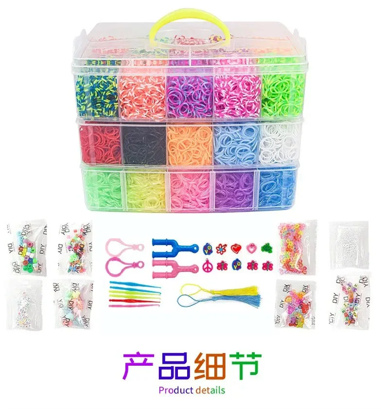 Juego de 15000 bandas de goma luminosas de arcoíris para rompecabezas para niños, banda de goma tejida a mano, telar de pulsera luminosa