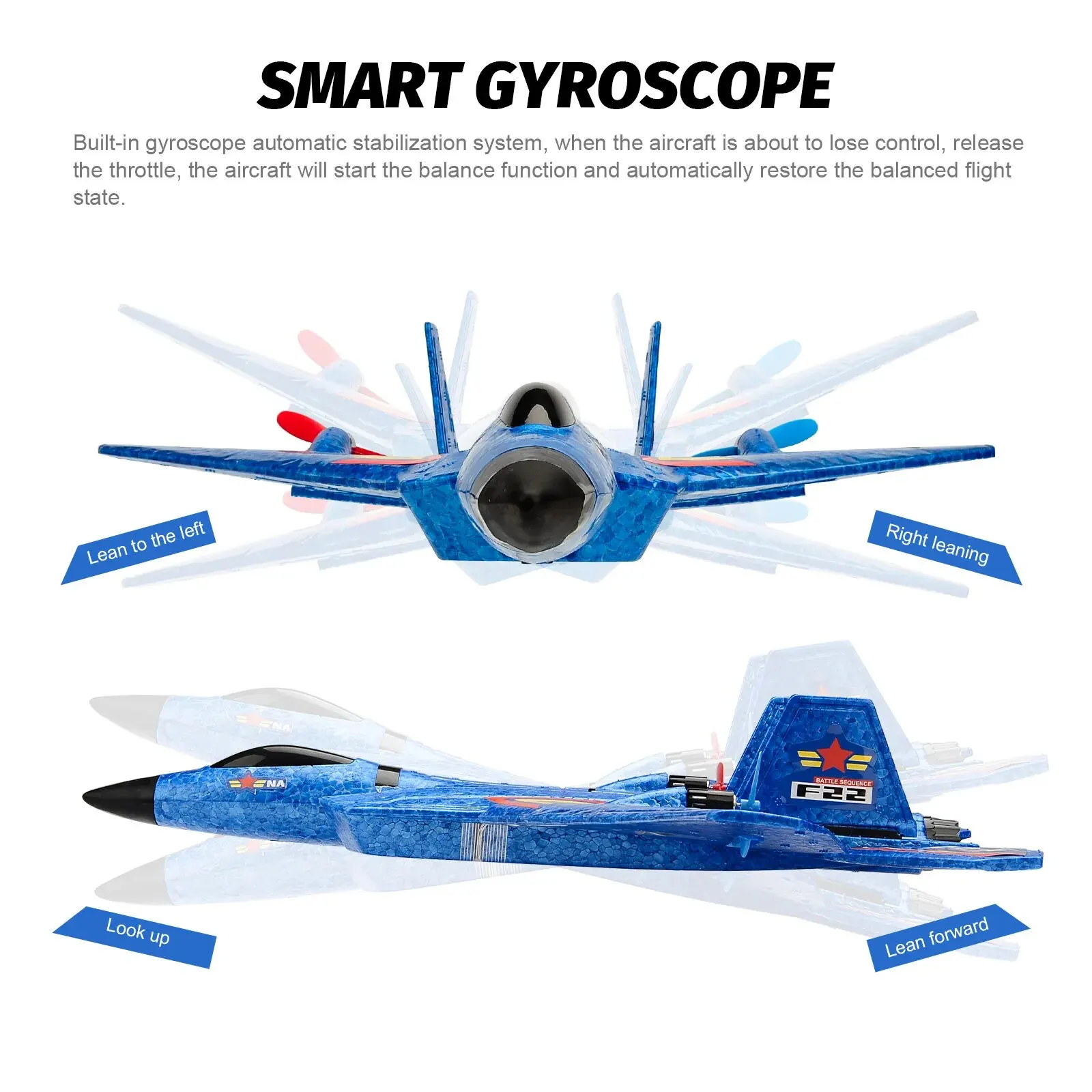Avión a Control remoto Raptor F22 RC, planeador volador con luces LED, juguetes de avión de espuma EPP, regalos para niños, 2,4G, 2 canales