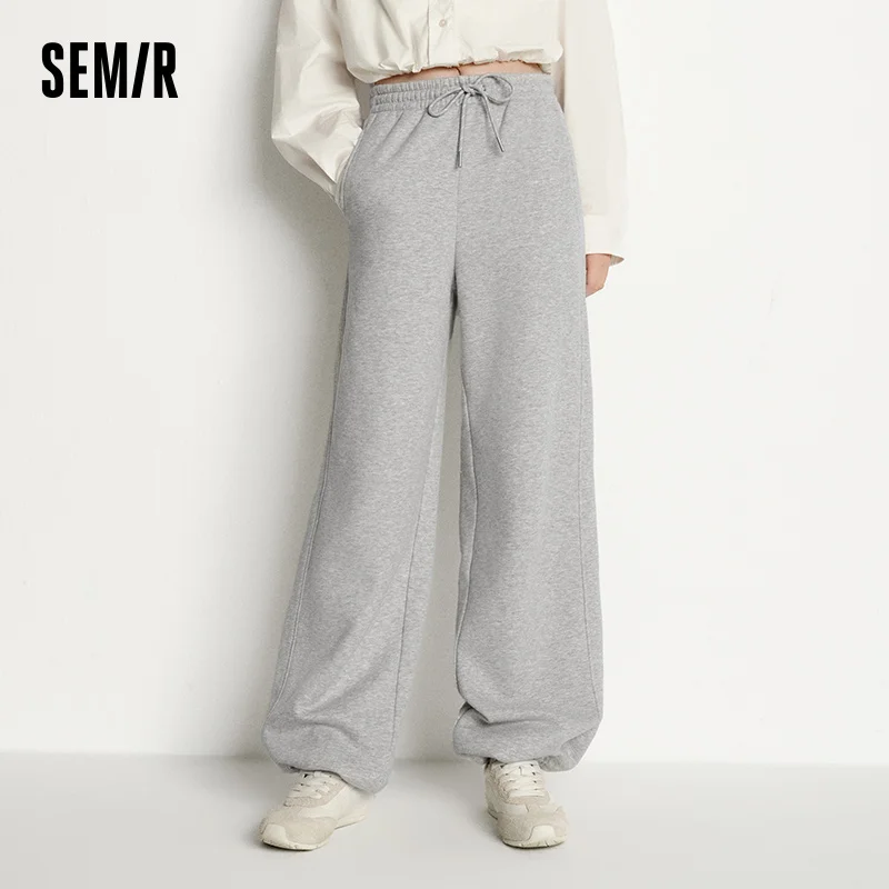 Semir-pantalones informales para mujer, pantalón de chándal con forro polar antibacteriano, con paneles, pierna ancha, versátil, para invierno