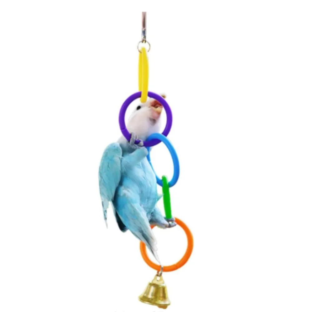 Juguete de Plástico Colorido con Anillo Colgante para Pájaros, para Jugar y Aliviar el Aburrimiento, Columpio Interactivo para Jaulas de Pájaros