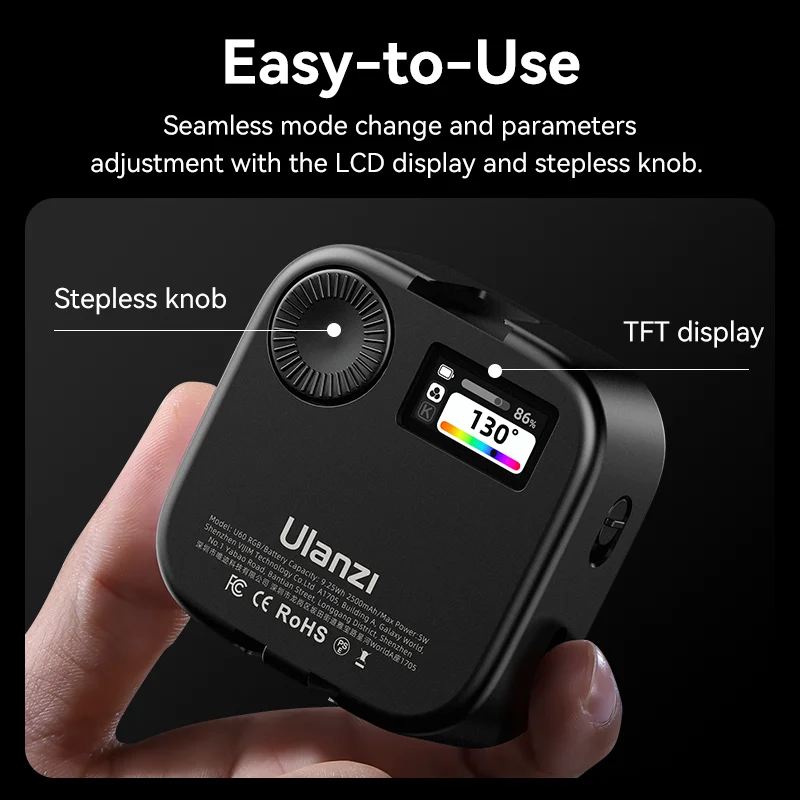 Ulanzi U60 RGB luz de vídeo 2500mAh Pockect luz de relleno 2500K-9000K para cámara teléfono trípode para fotografía vídeo transmisión en vivo