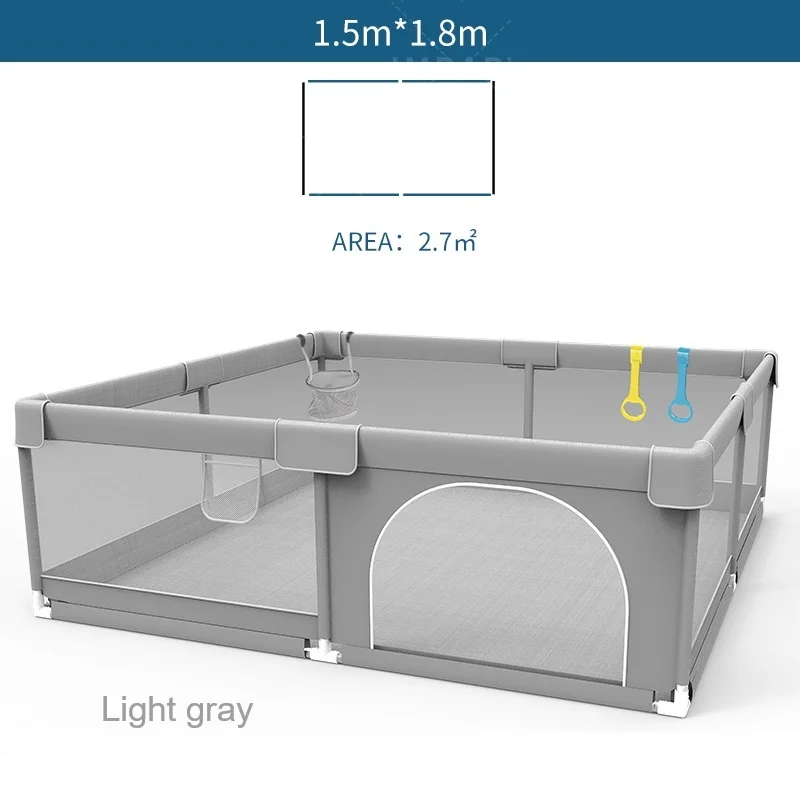 IMBABY Parque infantil para bebés, parque infantil para bebés de 150x180cm, caja de valla gris para niños con ángulo protector, parque infantil para actividades infantiles