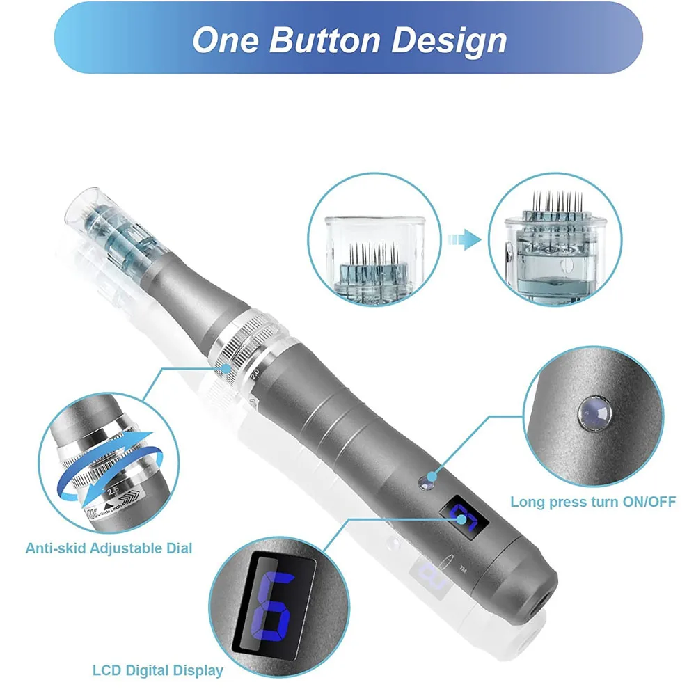 Dr. Pen M8 Derma Pen con 22 cartuchos, Dermapen profesional M8 para microagujas, eliminación de cicatrices de acné y tatuajes, agujas de 0.25 mm de longitud.
