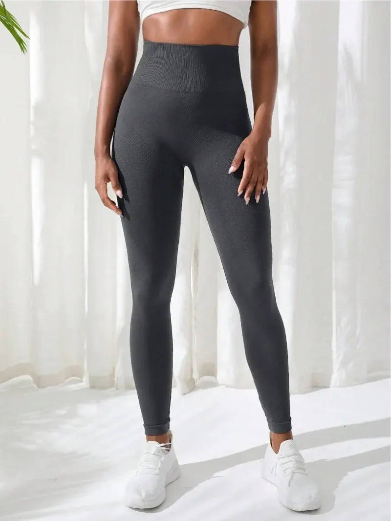 Pantalones de mujer gimnasio Yoga ropa deportiva sin costuras elástico de cintura alta ejercicio atlético Fitness Leggings