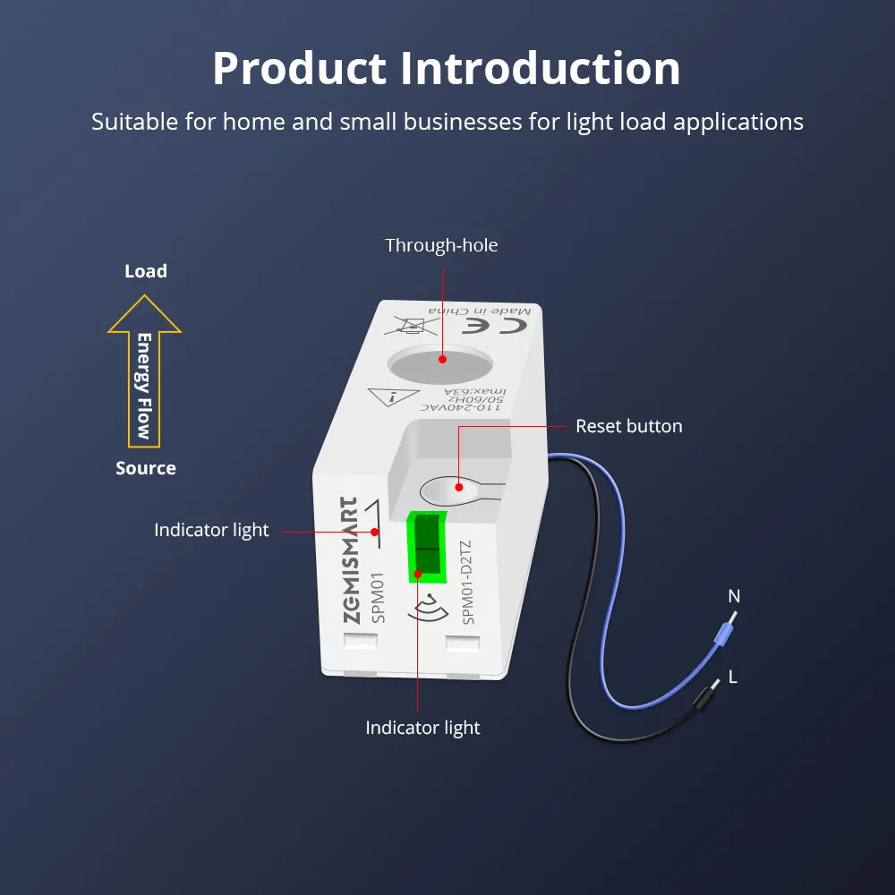 Medidor de Energía Inteligente Zemismart Zigbee, Sensor Eléctrico, Funciona con la Aplicación Tuya, Compatible con Homey y Smartthings