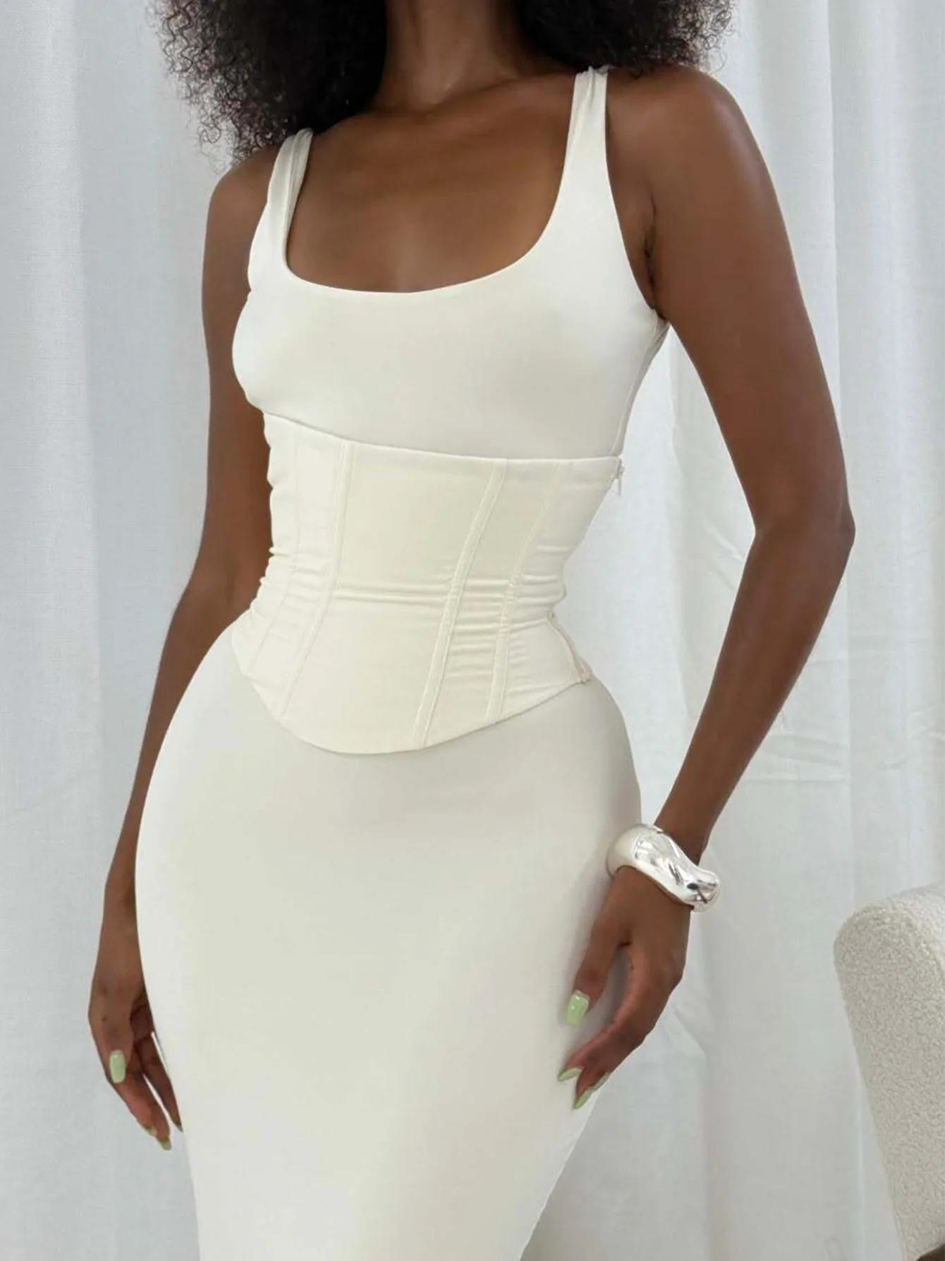 Vestido largo ajustado con tirantes finos y abertura lateral, estilo corsé, con cordones, de la marca Dulzura, para mujer, sexy, elegante, para fiestas nocturnas, ropa de verano.