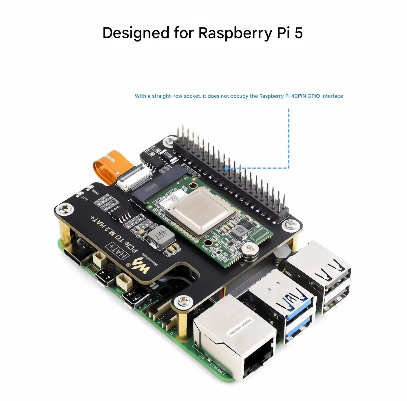 Kit de Inteligencia Artificial BoMaS Raspberry Pi de 5.ª Generación con Hailo-8, Interfaz .2, Potencia de Computación de 26 TOPS