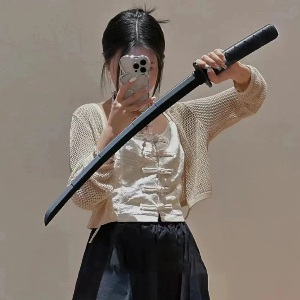 Samurai telescópico recto por gravedad con estampado 3D, juguetes para aliviar el estrés, accesorios elásticos, Katana plegable creativa, regalos divertidos