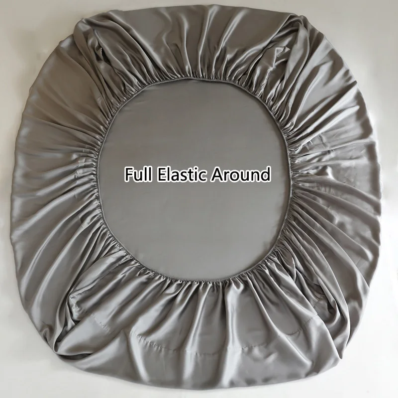 Sábana Ajustable de Seda Natural de Lujo con Bandas Elásticas, Cubre Colchón Suave Antideslizante, Sábana Ajustable de 90/100/140/160/180/200cm