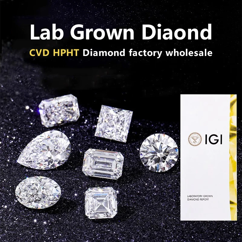 Diamante de Laboratorio IGI GIA VVS VS de 0.5ct 1ct 3ct 5ct, Diamante Suelto de Corte Brillante Redondo, Diamante Cultivado en Laboratorio 100% Real CVD HPHT