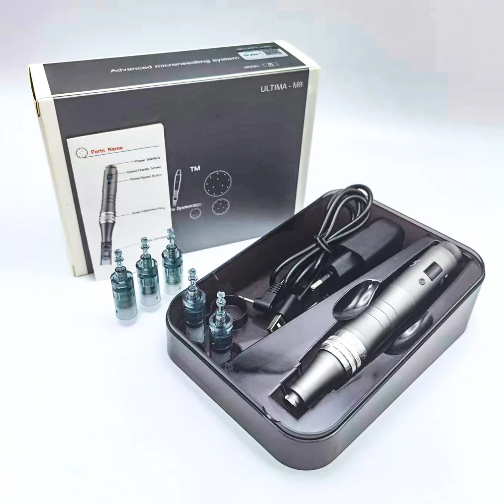 Dermapen Ultima M8 con 32 Cartuchos, Pluma Inalámbrica de Microagujas para el Cuidado de la Piel, Kit de Tratamiento MTS, Máquina de Belleza para Uso Profesional