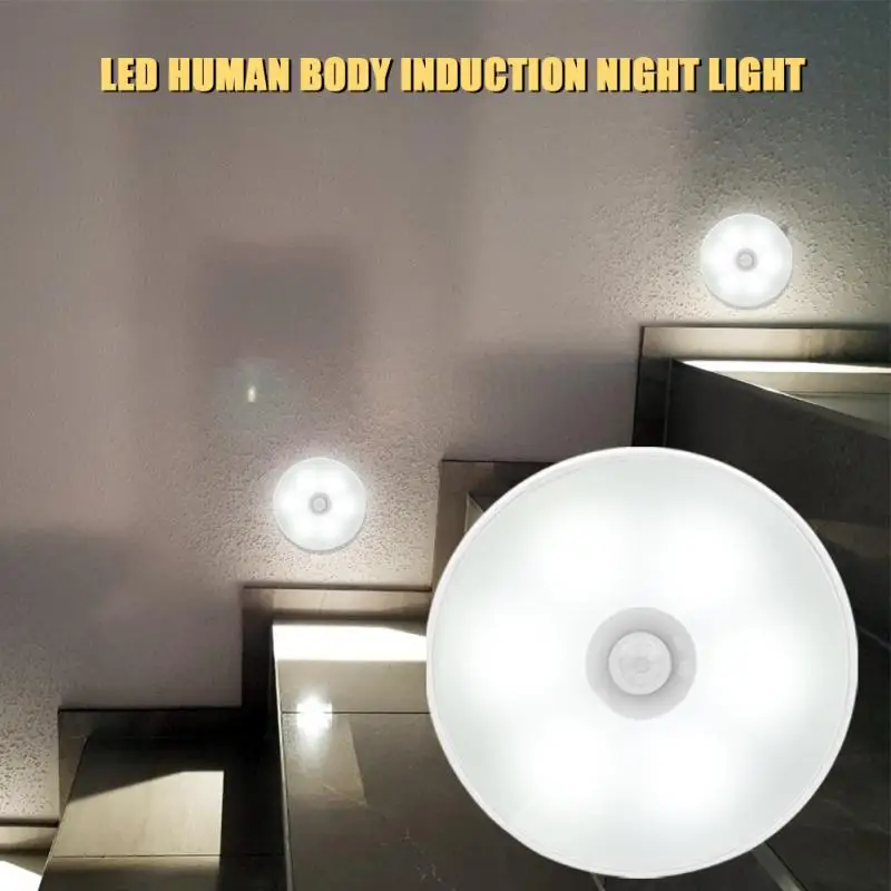 Luz LED con Sensor de Movimiento, Luz Nocturna Inalámbrica, Luz Debajo del Gabinete, Lámpara de Armario, Lámpara Inteligente de Inducción Corporal para Montar en la Pared, Decoración del Hogar