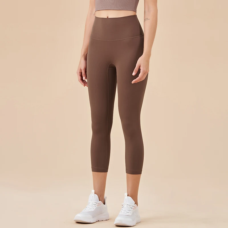 SOISOU-nylon pantalones de mujer yoga de siete puntos con pantalones de fondo para el Fitness sexy cintura alta ajustada, transpirable y elástica pantalones deportivos para niñas de 13 colores