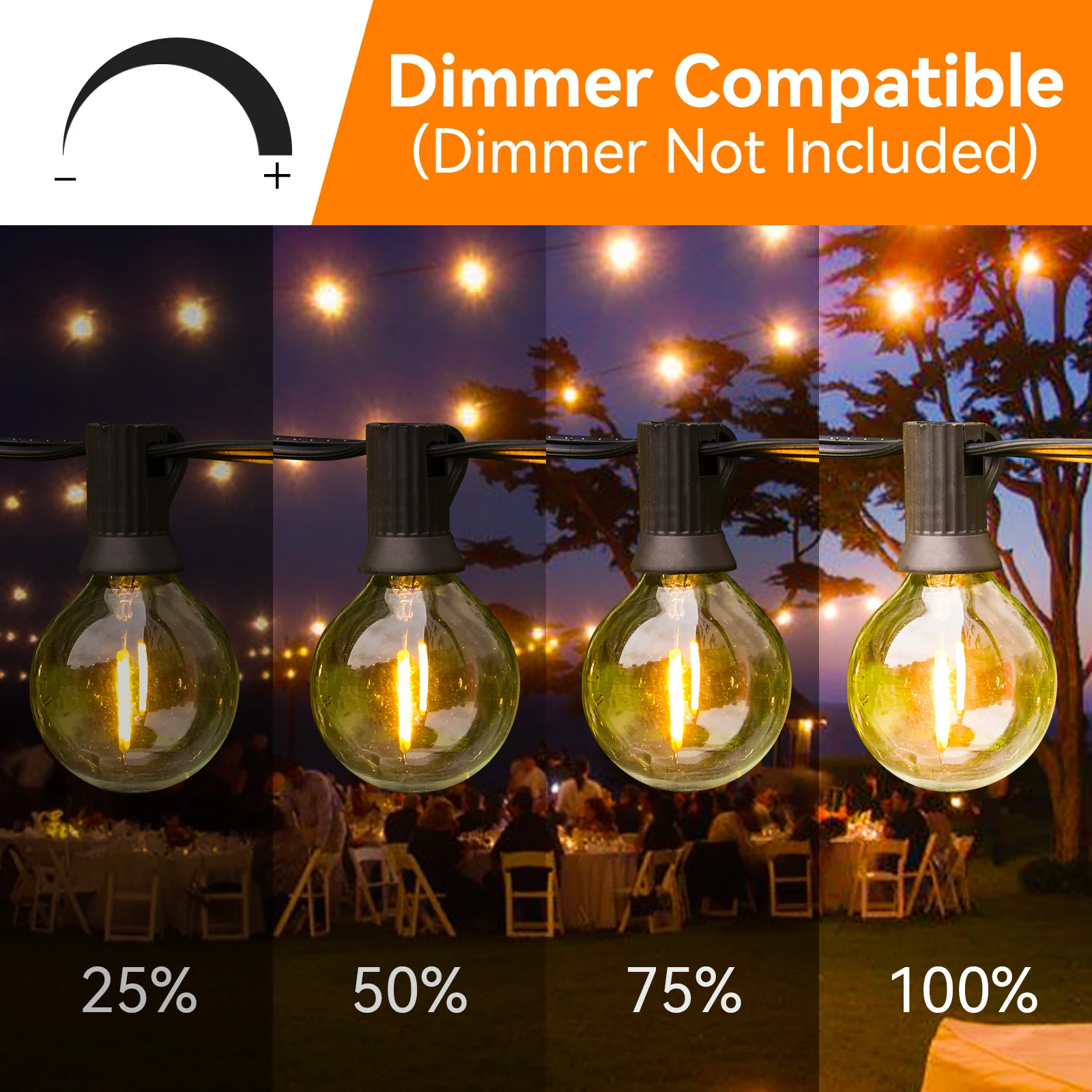 Guirnalda de luces G40 de 30M y 45M, Bombilla LED de adorno, farola de hadas para exteriores, bombilla Retro impermeable para decoración de jardín