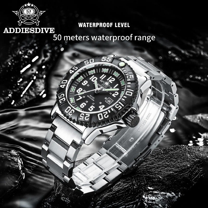 Relojes analógicos ADDIESDIVE a la moda para hombre, relojes de pulsera militares deportivos de nailon con tubo luminoso resistente al agua hasta 50m, reloj de cuarzo para hombre