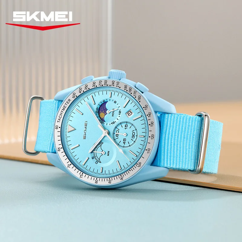 Relojes de Cuarzo SKMEI 9392 con Cronógrafo para Hombre y Mujer, Reloj Deportivo Resistente al Agua 30M con Correa de Nailon, Regalos, Reloj Mujer