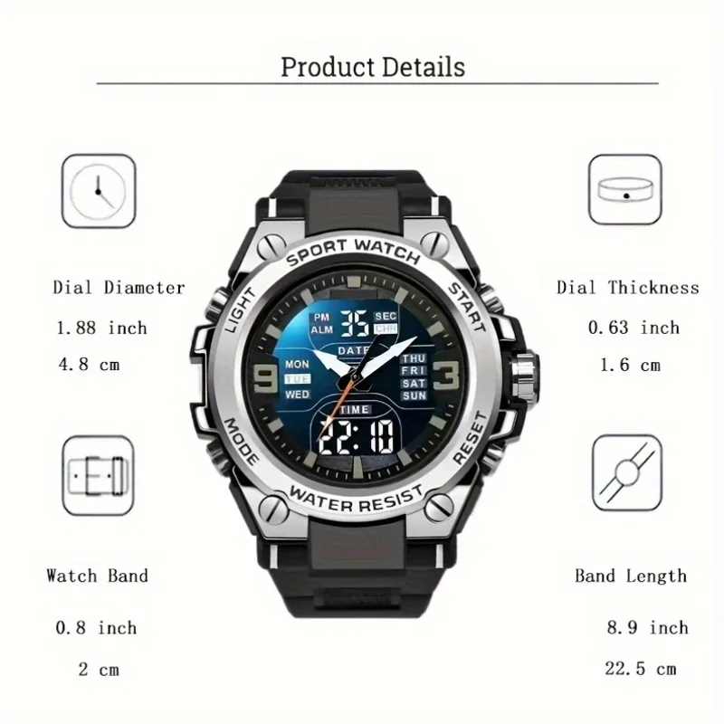 Reloj Deportivo Digital para Hombre con Alarma, Función de Cronometraje y Fecha, Caja de Aleación - Ideal para Actividades al Aire Libre