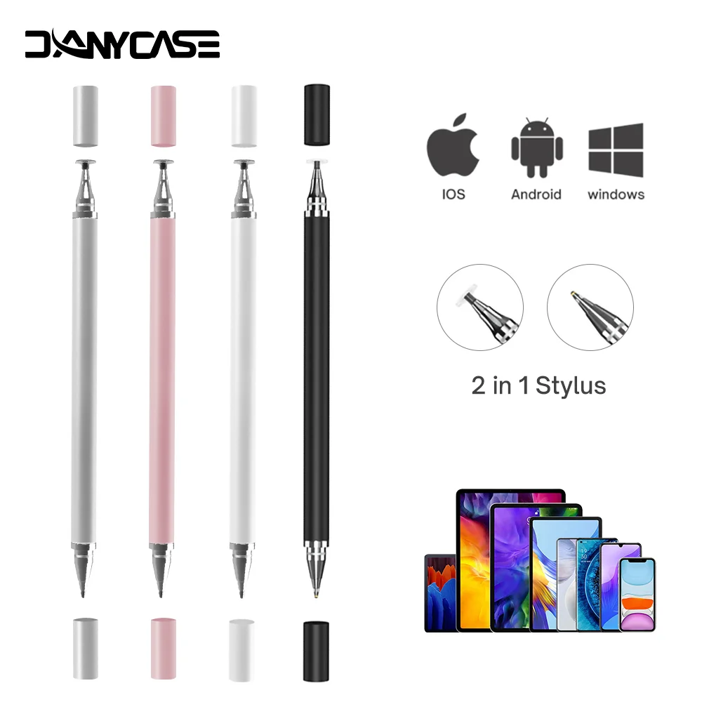 Lápiz óptico 2 en 1 Universal para tableta, accesorios para teléfono móvil Android ios, iPad, tableta de dibujo, lápiz táctil de pantalla capacitiva