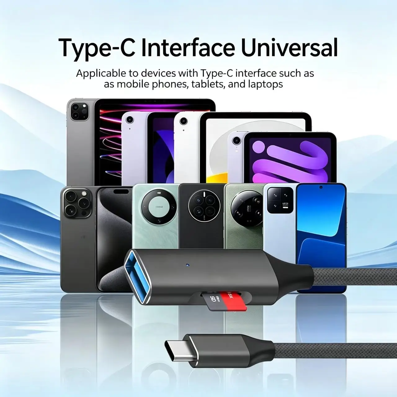 OTG Type C To USB 3.0 Adapter Cable USB A Female to Type C Male Adapter TF Card Reader For Iphone 15 16 Samsung Type C Adapter