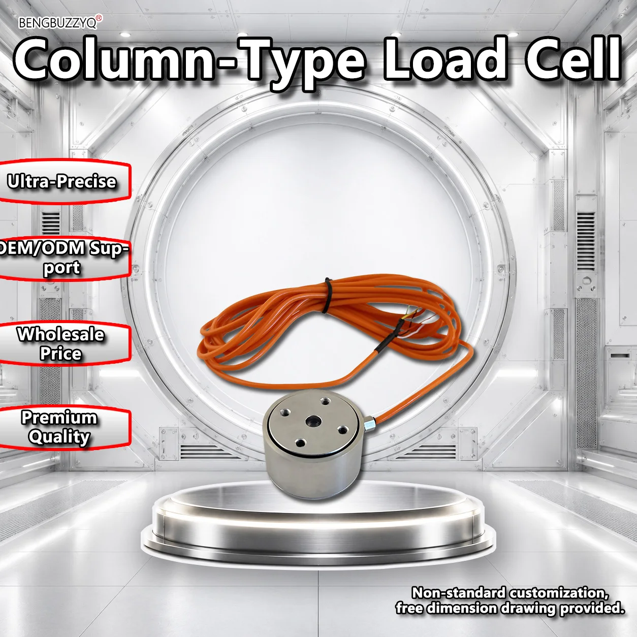 Célula de Carga de Columna Plana de Alta Precisión 5kg 10kg 50kg 100kg 500kg 1T 2T Sensor de Presión Transductor de Pesaje por Compresión