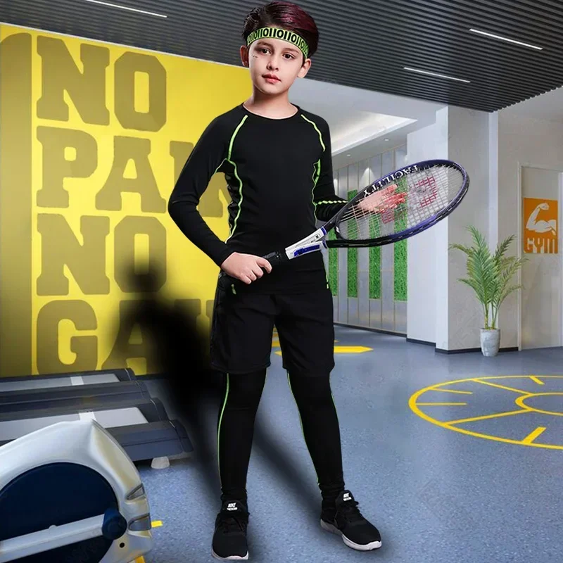 Ropa deportiva de compresión para correr y baloncesto para niños, pantalones cálidos, Tops, ropa interior, ropa deportiva ajustada para jóvenes, chándales de Fitness