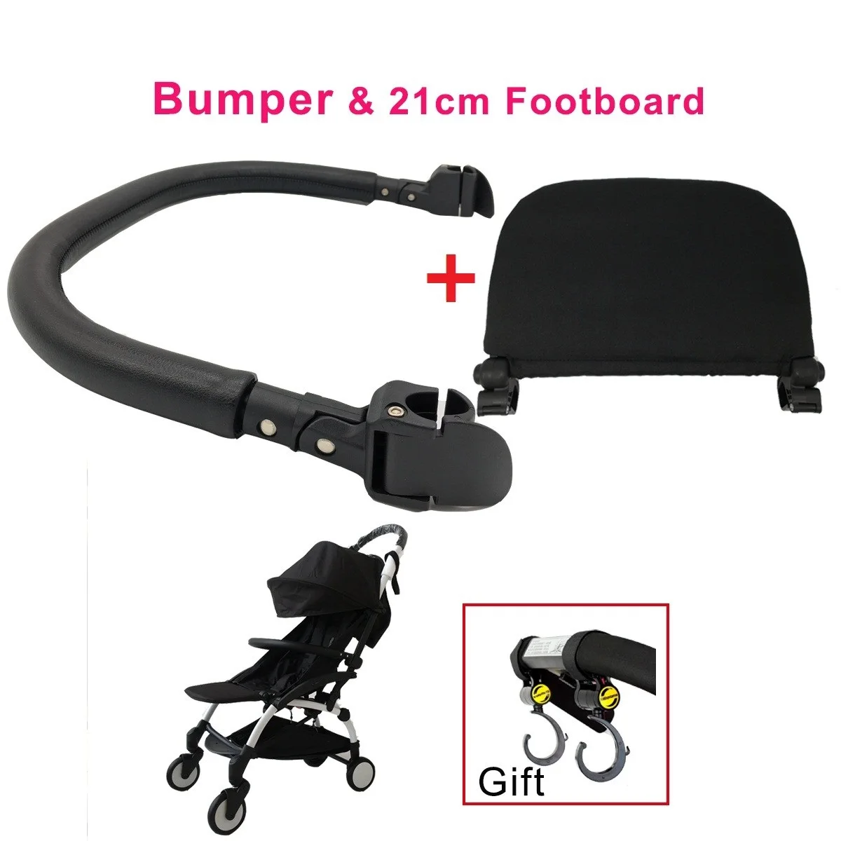 MomTan ®   Accesorios para cochecito de bebé, reposabrazos de cuero PU, barra de parachoques, pasamanos, estribo extensible, Compatible con Babyzen YOYO 2 YOYO 3