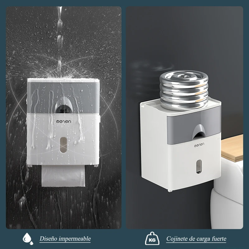 MENGNI soporte de papel higiénico de alta calidad, caja de almacenamiento de pañuelos impermeable, organizador de rollo de inodoro de montaje en pared, juegos de accesorios de baño