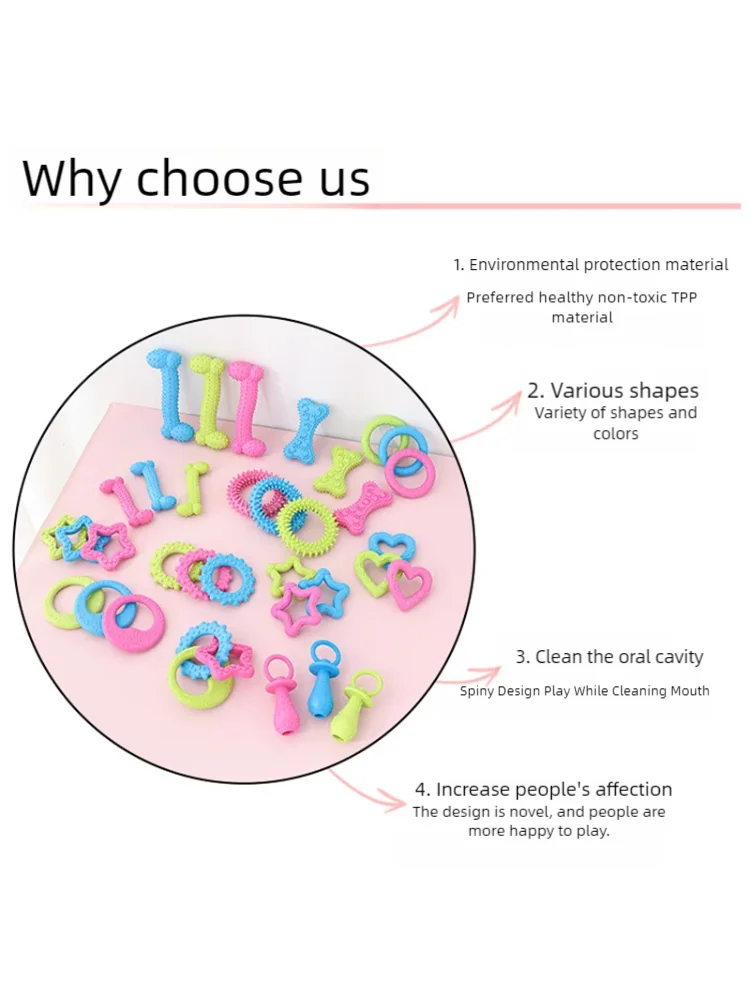 Juguete masticable de goma suave con forma de hueso para mascotas, resistente a mordidas, para limpieza de dientes molares, juguetes interactivos de entrenamiento para perros