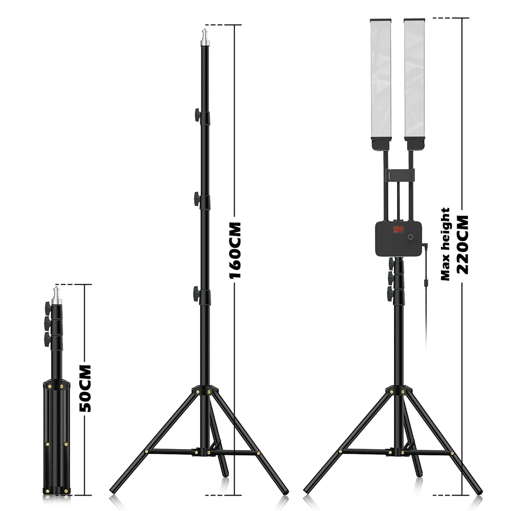 Luz LED para vídeo de 45W, brazos dobles de relleno, tiras largas de luz LED para Selfie, estudio fotográfico, transmisión en vivo, Tiktok Stream