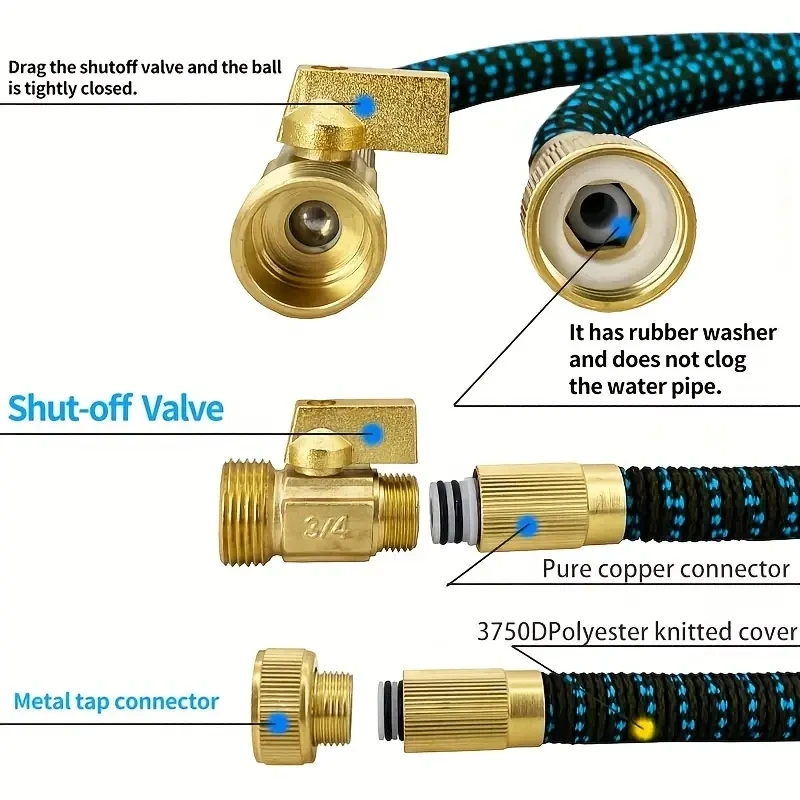 Manguera mágica expandible para riego y limpieza de jardín, conector de 3/4 ", cabezal de aspersor, dispositivo de riego, sin kinks