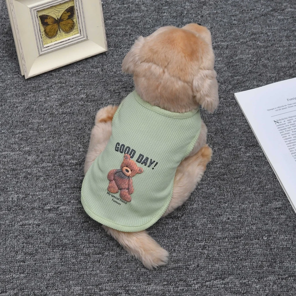 Ropa para perros Primavera Verano Pet cachorro chaleco gato fresco espuma estampado de oso verano Waffle camiseta sin mangas XS-XXL