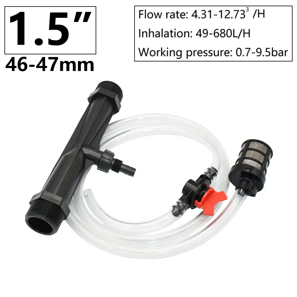 Tubo Venturi de riego, 1/2 ", 3/4", 1 ", 1,5", rosca, inyector de fertilizante Venturi para agricultura, manguera de fertilización agrícola, filtro de grifo