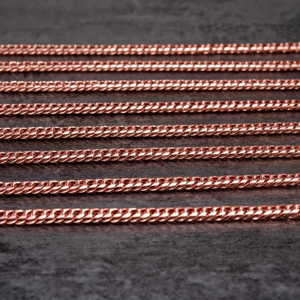 Pulseras de cobre puro para hombres y mujeres, cadena cubana ajustable, cierre de langosta, 6mm de ancho, antiarañazos, joyería masculina de 7-10,5 pulgadas