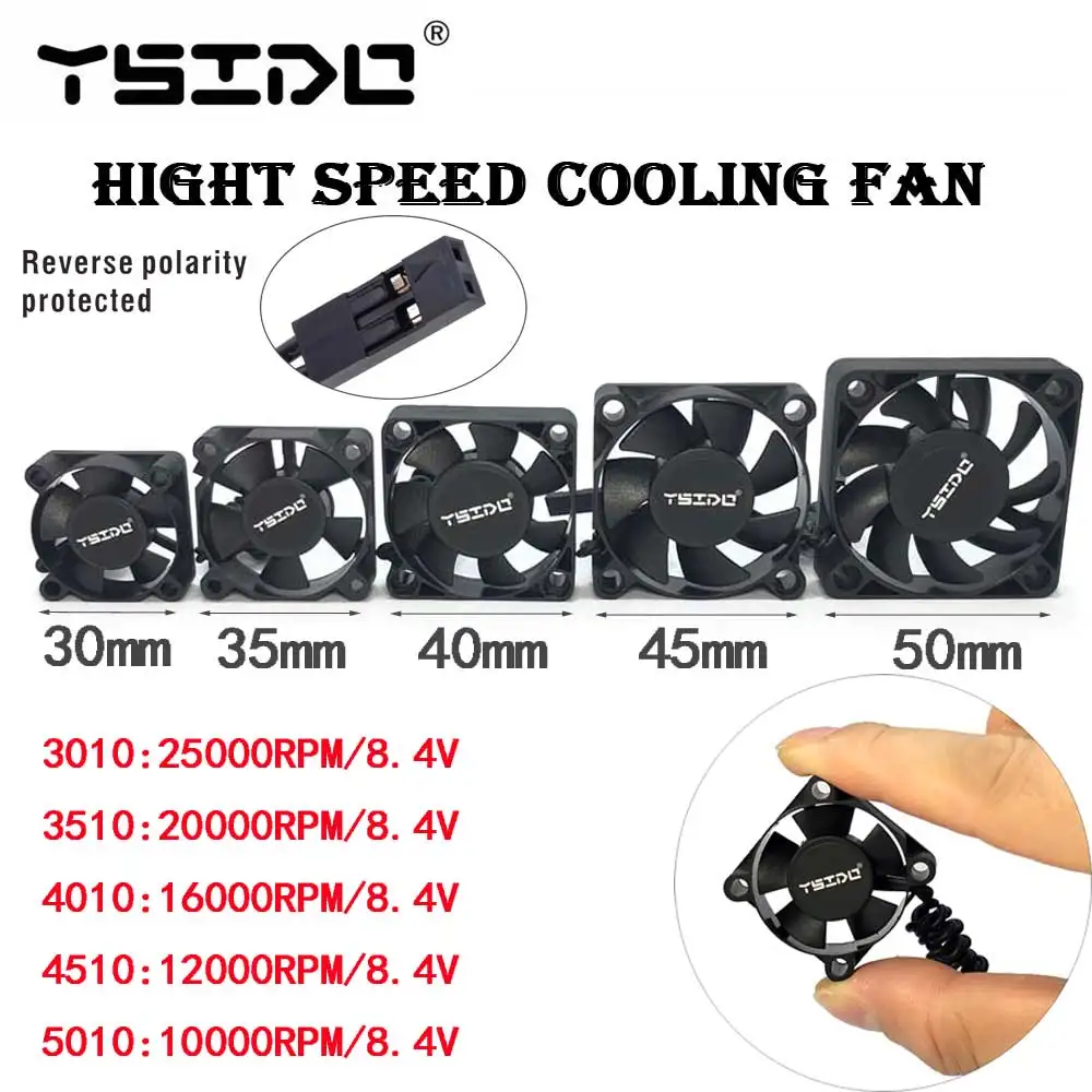 2 uds YSIDO 3010 3510 4010 4510 5010 RC Motor de coche ESC ventilador de refrigeración para coche RC 1/8 1/10 1/12 escala RC coche 540 550 Motor sin escobillas