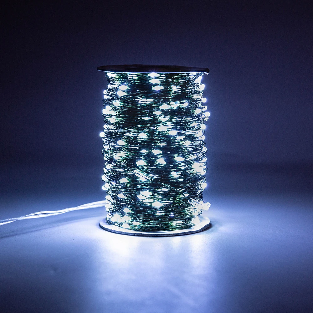 Guirnalda de luces LED con Cable verde, guirnaldas navideñas para exteriores, guirnalda de árbol impermeable, decoración navideña para vacaciones