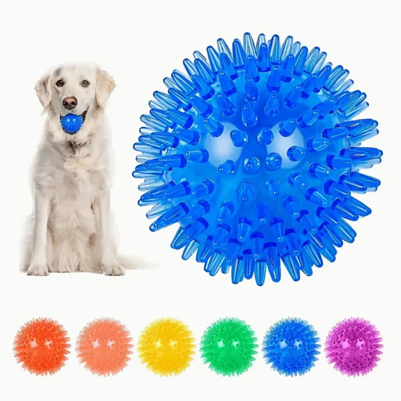 6 Piezas de Juguetes de Goma Resistentes para Perros, Pelotas Chirriantes para Masticar y Limpiar los Dientes, Seguros y Libres de BPA para Perros Pequeños y Medianos