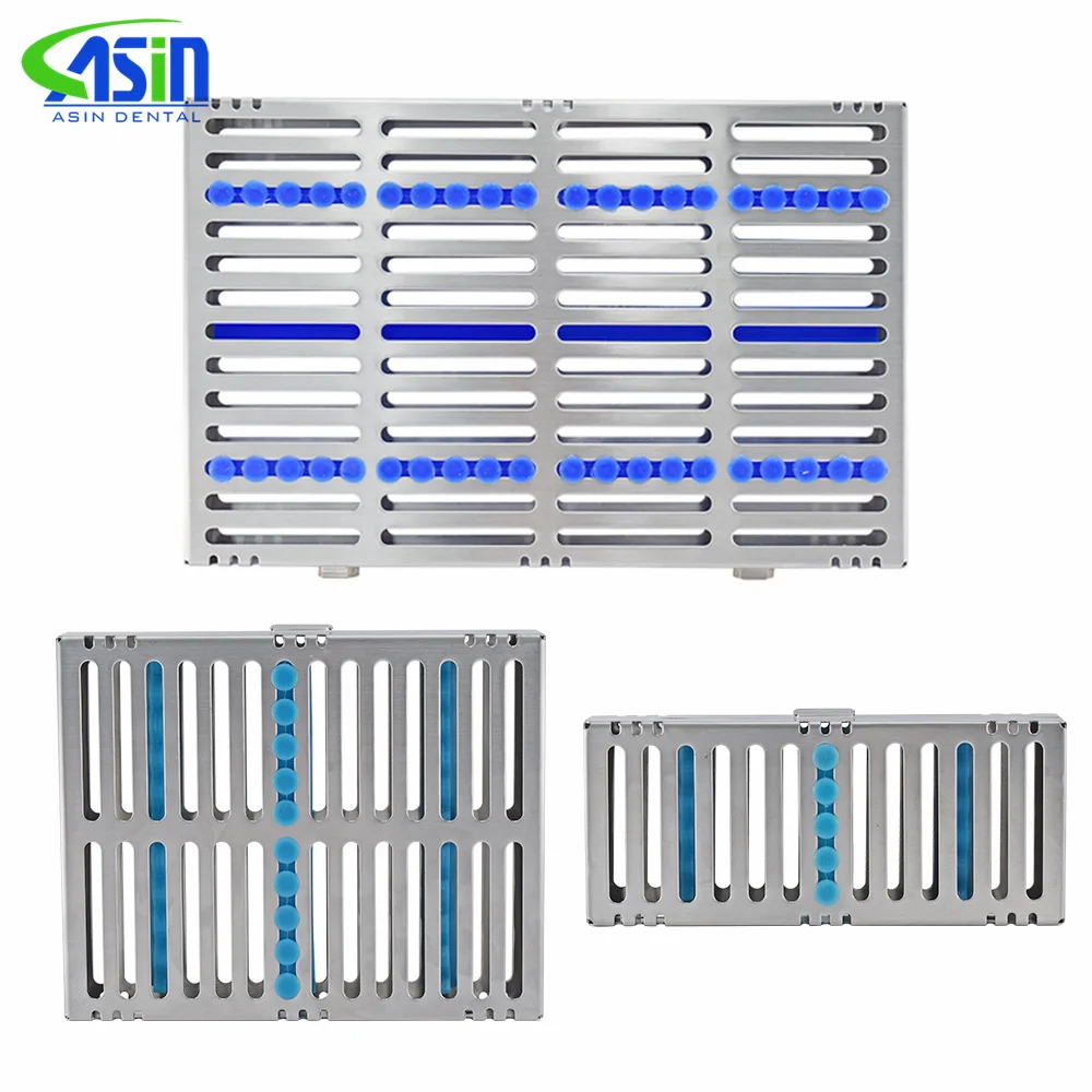 Caja de esterilización quirúrgica autoclavable de acero inoxidable para uso dental, estante de esterilización, cassette dental, bandeja de desinfección para fresas y brocas
